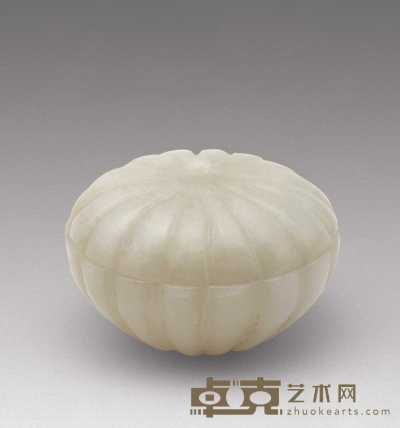清 乾隆白玉南瓜形粉盒 高2.5cm；口径5.5cm